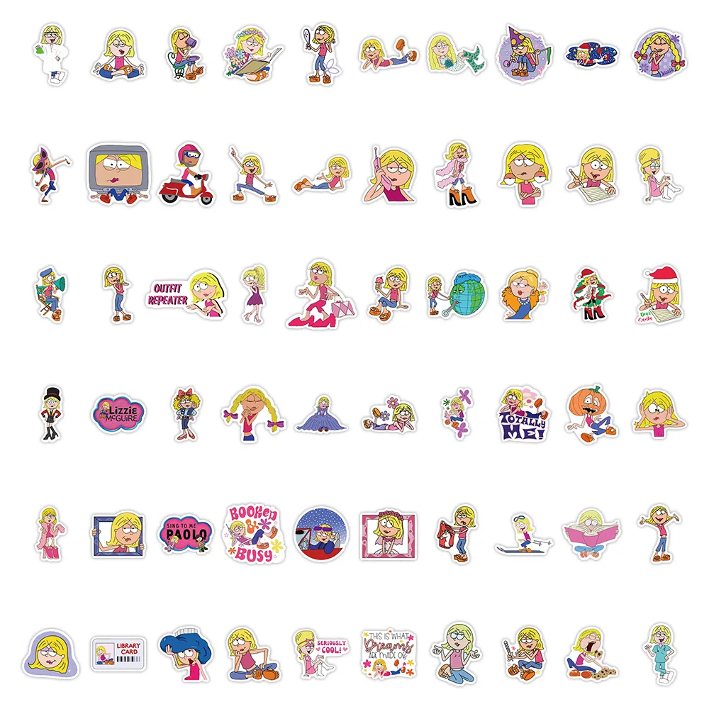 

60PCS New Lizzie McGuire Disney TV Series Stickers Cartoon Cute Fun Doodle Decal Children's Toy Gifts for Water Cup Guitar