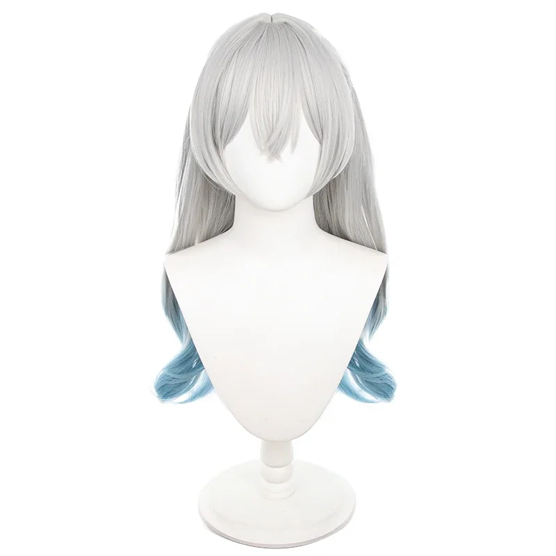 Perucas sintéticas resistentes ao calor para mulheres, Game Honkai: Peruca Star Rail Firefly Cosplay, Cabelo Comprido, Azul, Branco, Gradiente, Dia das Bruxas, Adulto