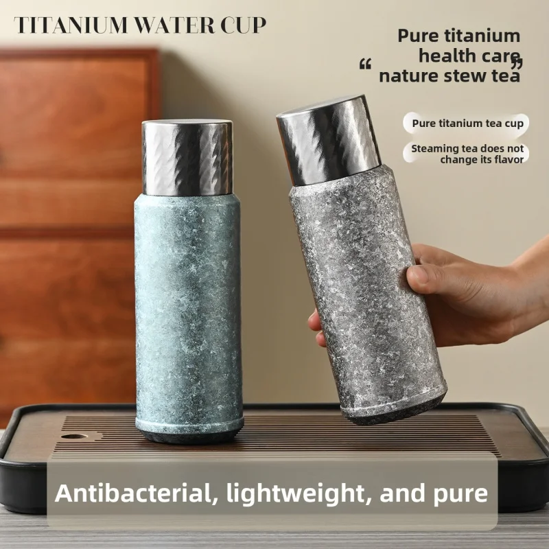 Double Wall Large Capacity Pure Titanium Insulated Tea Cup Stylish Portable Health Brewing Mug For Men Women Home Office Travel