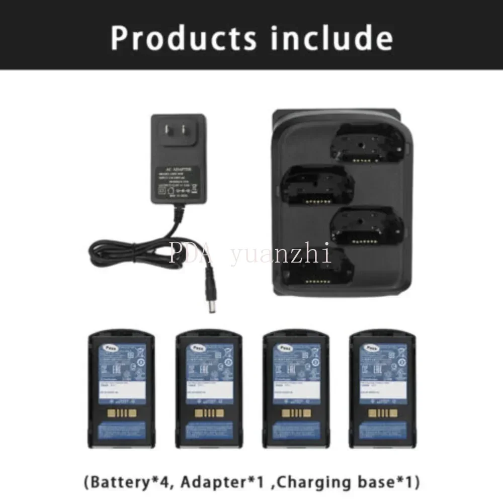 Dudukan isi daya baterai 4 Slot + daya adaptor + baterai 4 buah untuk Zebra MC3200 MC3300 MC330M MC330K