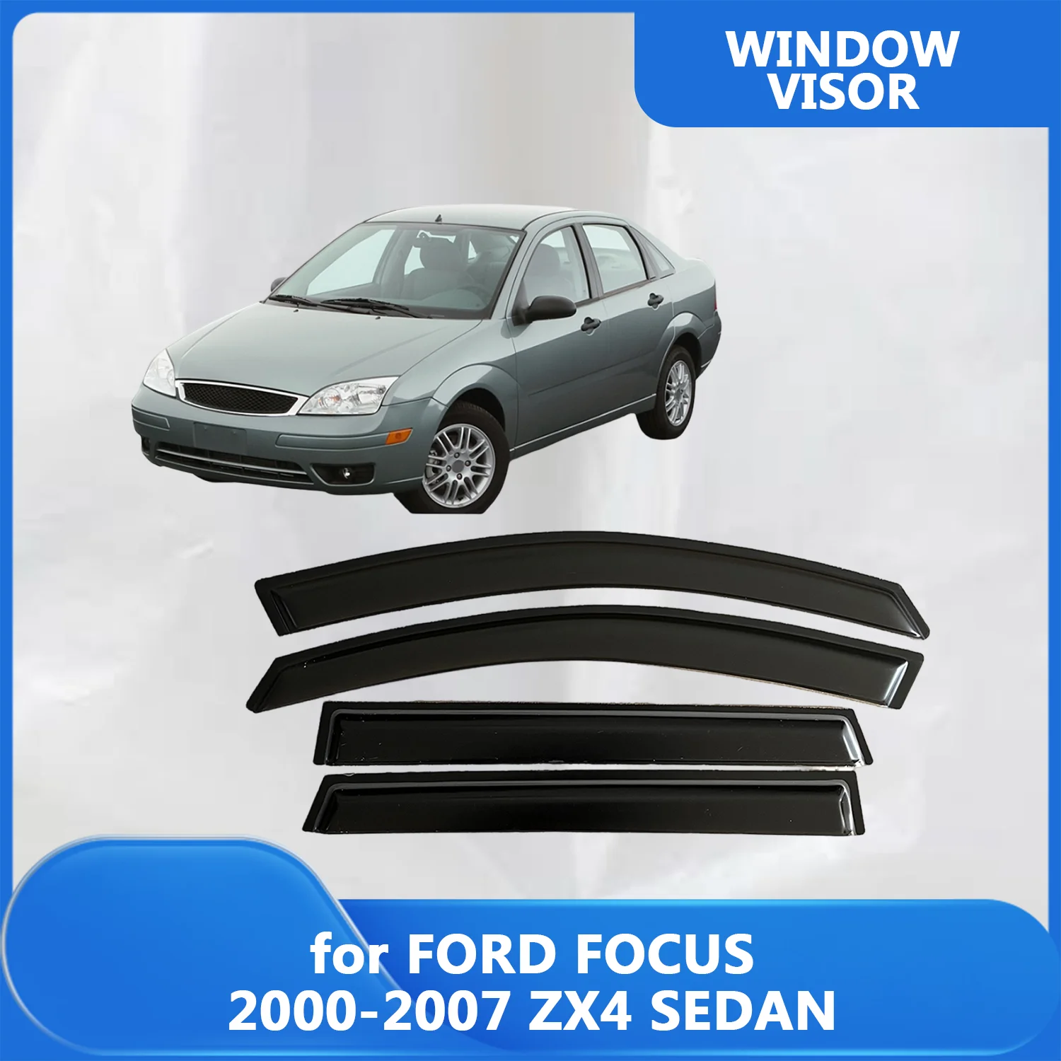 

Window Visor for FORD FOCUS 2000 2001 2002 2003 2004-2007 ZX4 SEDAN Wind Deflectors Rain Guards Door Visor Vent Shades Rain