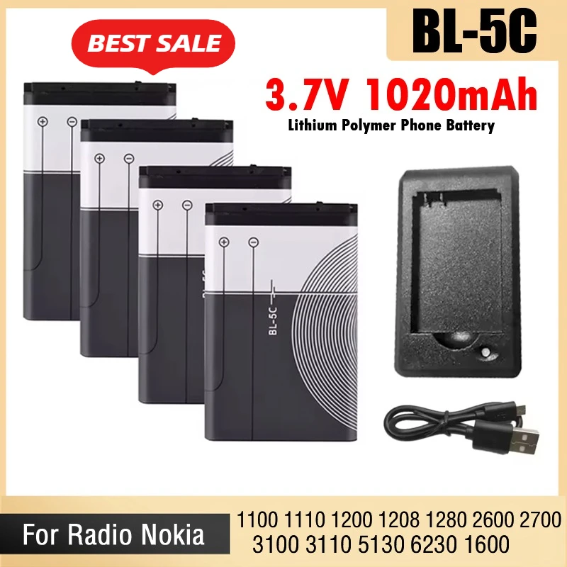 3.7 فولت 1020 مللي أمبير بطارية BL-5C BL5C BL 5C بطاريات قابلة للشحن لنوكيا 2112 2118 2255 2270 2280 2300 2600 2610 3125 3230 #2