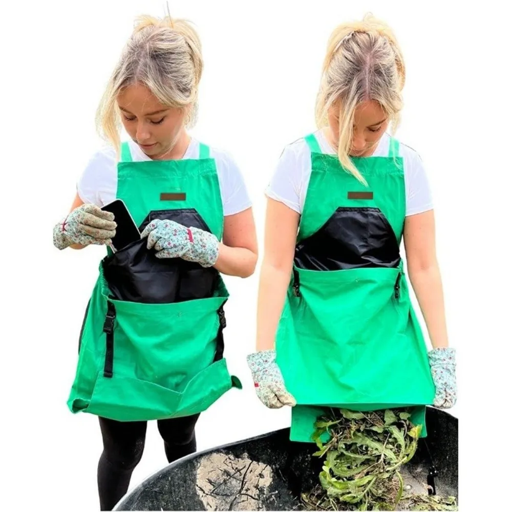 

Oxford Cloth Harvest Apron Adjustable Strap Multi-Pocket Gardening Apron Large Pocket Elastic Openings Fruit Picking Bag