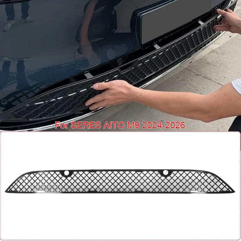 For SERES AITO M9 2024-2026 ABS Car Modify Front Buckle Insect Proof Net Auto Front Bumper Center Intake Grille Cover Accessory