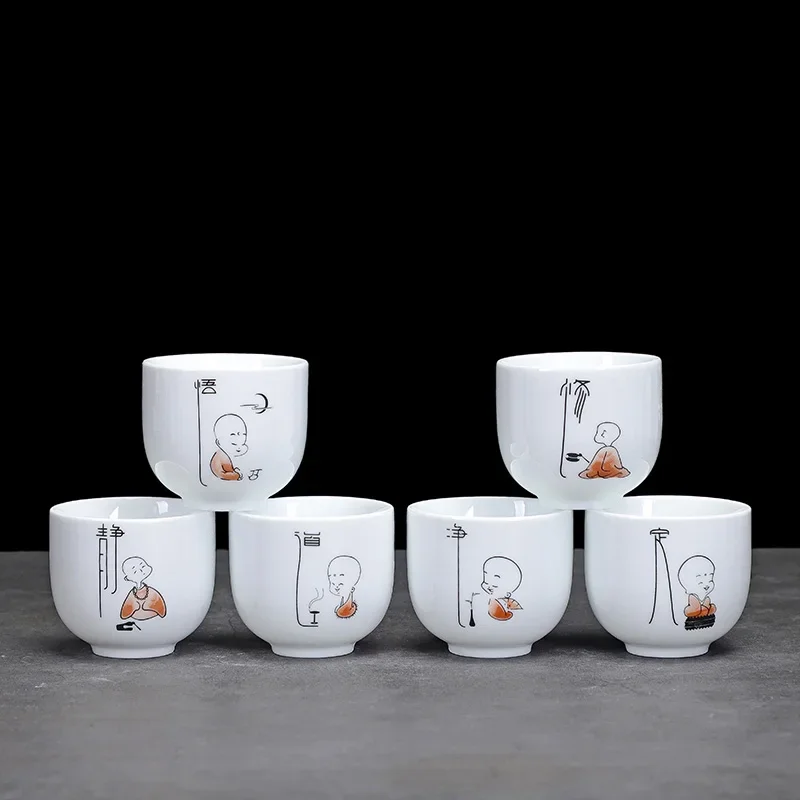 6pcs/lot Ceramic tea cup set Tourism tea set Kung Fu Tea Cup Portable brewing cup Housewarming gift Living room utensils 80ml