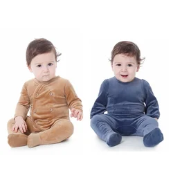 AP velour fall winter velour baby girls boys romper clothes kids baby casual soft velour footie