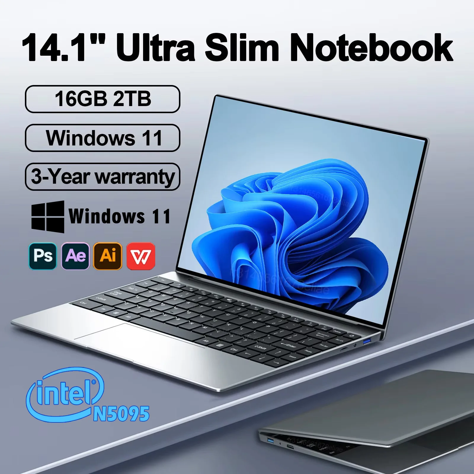 كمبيوتر محمول جديد 14.1 بوصة يعمل بنظام التشغيل Windows 11 Pro كمبيوتر محمول Intel celeron N5095 HD شاشة 16 جيجابايت رام 1 تيرا بايت 2 تيرا بايت SSD أجهزة كمبيوتر محمولة للألعاب ألعاب الكمبيوتر