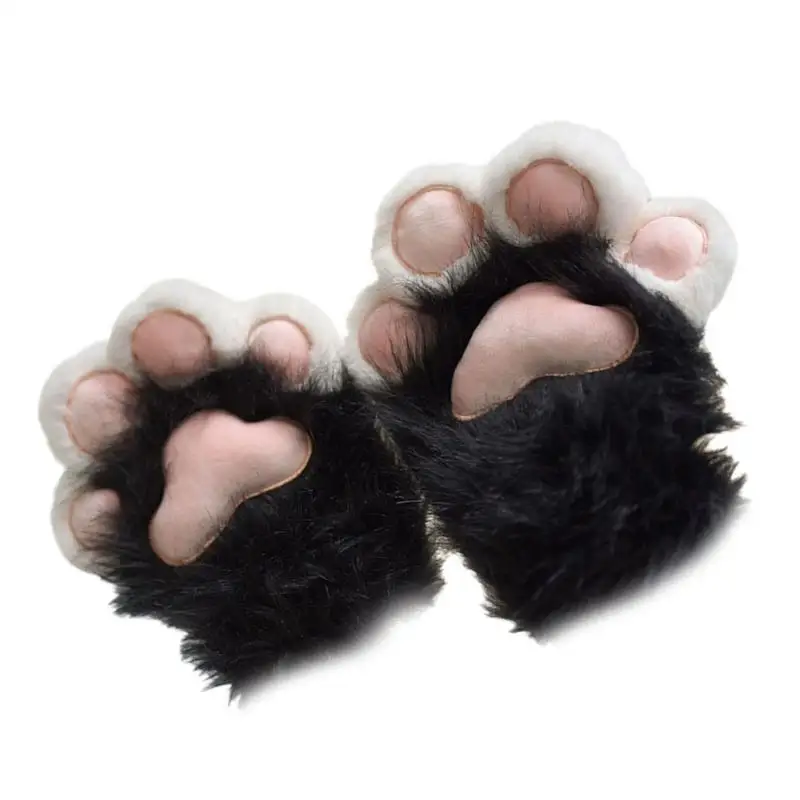 39BD jeu rôle Anime chats pattes gants Halloween fête Costume peluche pattes gants