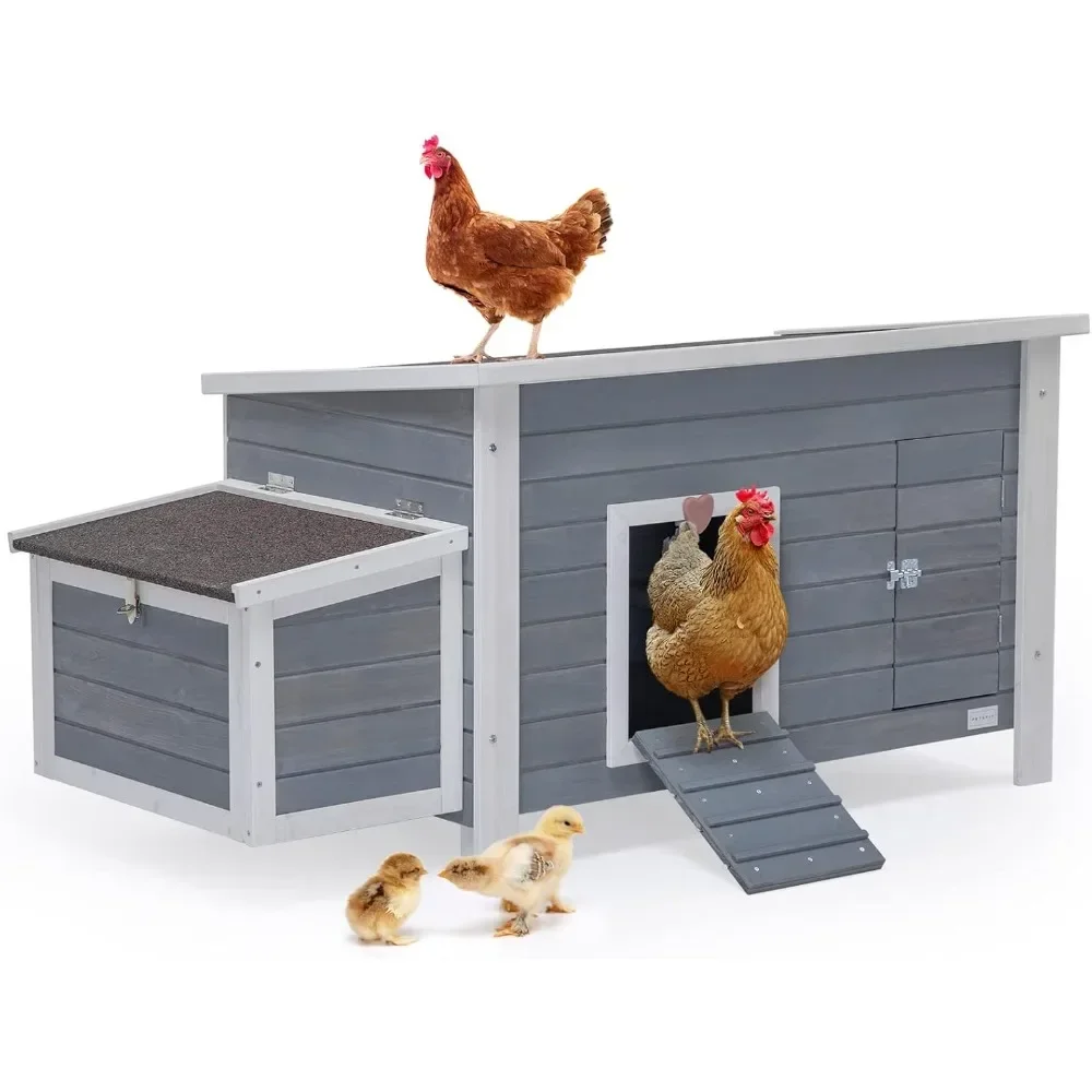 

Chicken Coop with Upgraded Perches Wooden Chicken Cage with Nesting Box Weatherproof Open Chicken House