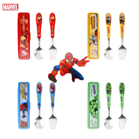 Marvel Iron Man Spider-Man Captain America Black Panther Hulk Children's Stainless Steel Spoon Fork Creative Boys' Cutlery Set