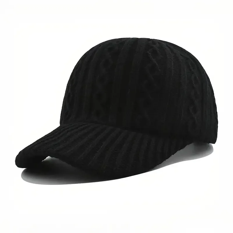 Trendy Knitted Baseball Cap For Men And Women - Autumn/Winter Fashion Peaked Hat, Versatile And Warm
