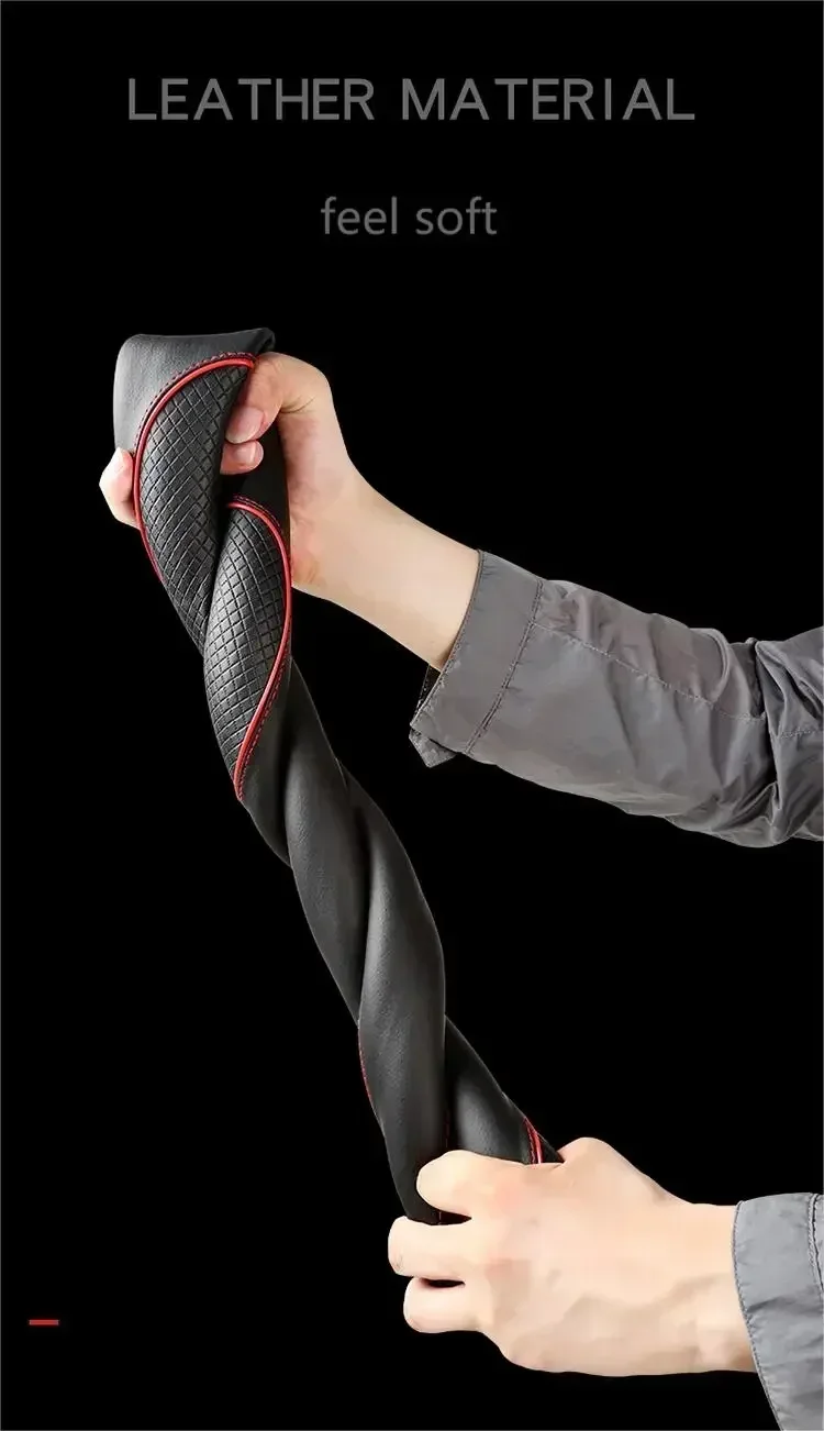 Microfiber leather steering wheel cover image 6