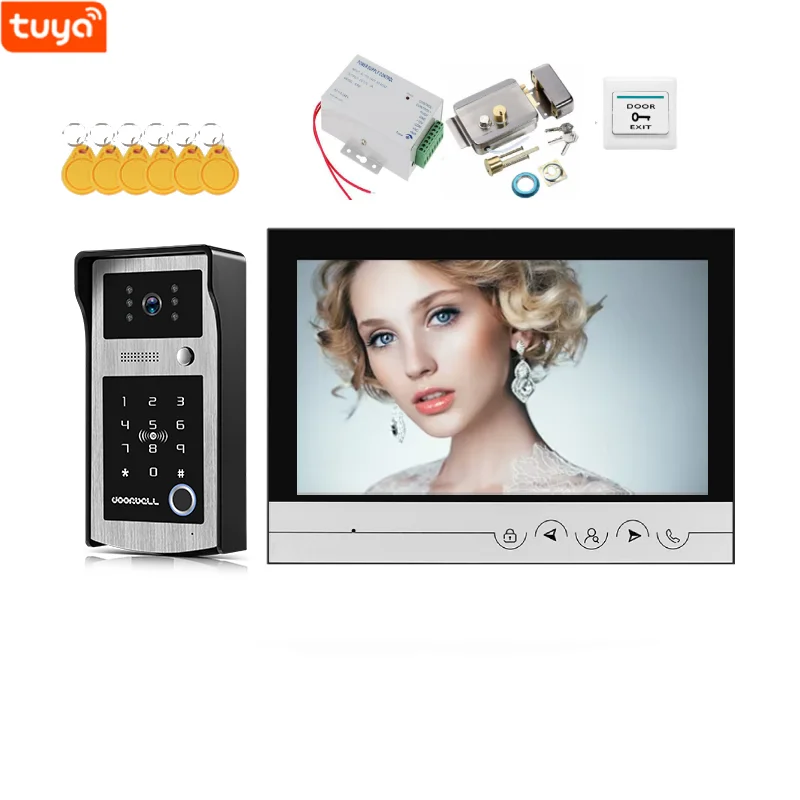 

9"Large Screen Home Video Doorbell WIFI Tuya Video Doorphone Kits Fingerprint RFID Unlock Door Camera Video Intercom Systems