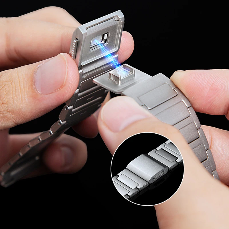 Luxury Business Titanium Strap For Apple Watch Band Series 10 46mm Magnetic Link Bracelet For iWatch Ultra 2 49mm 45mm 44mm 42mm