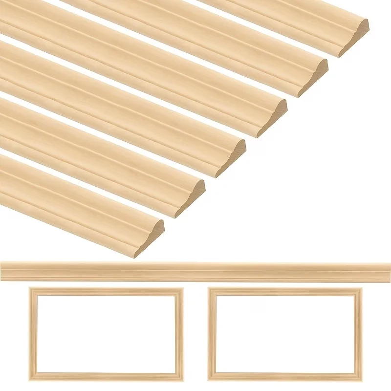 5/10 piezas de molduras de pared de 40 cm/15.75 pulgadas de largo, molduras de listones de madera divididos, paneles de madera acanalados sin acabar, molduras decorativas de madera