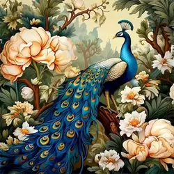 CHENISTORY Full Square Round Diamond Painting Kit Peacock Peony Home Decor Embroidery Animal Flower Mosaic Wall Art