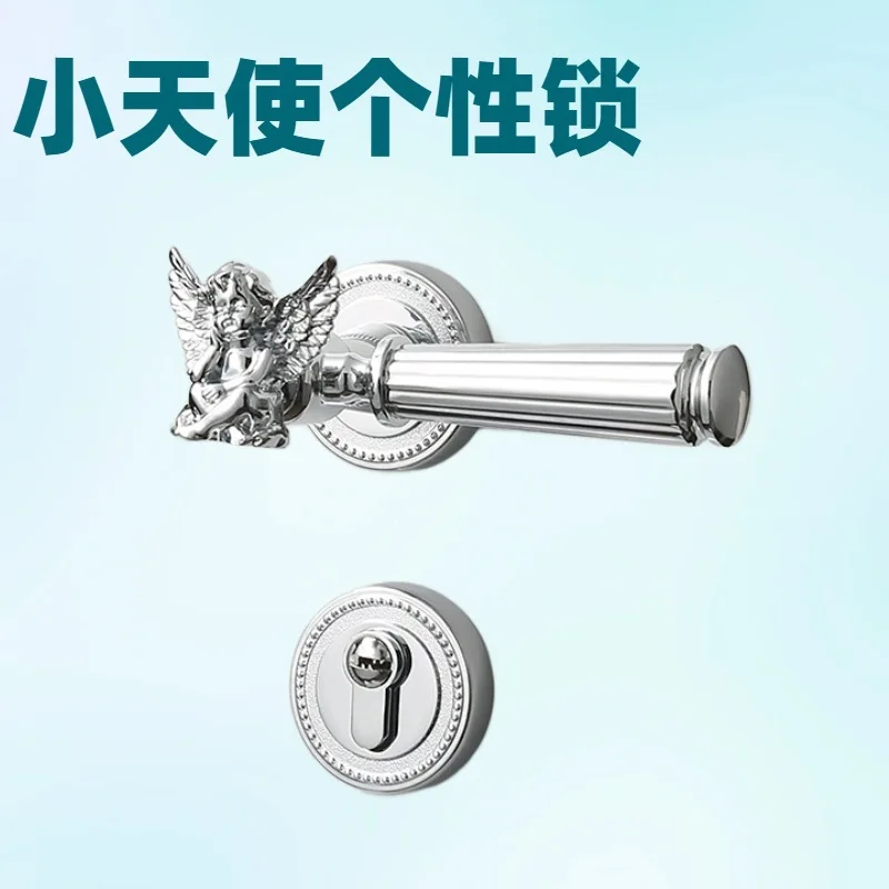 

Light luxury little angel door lock golden silver bedroom room door lock 7255 magnetic silent room silent lock