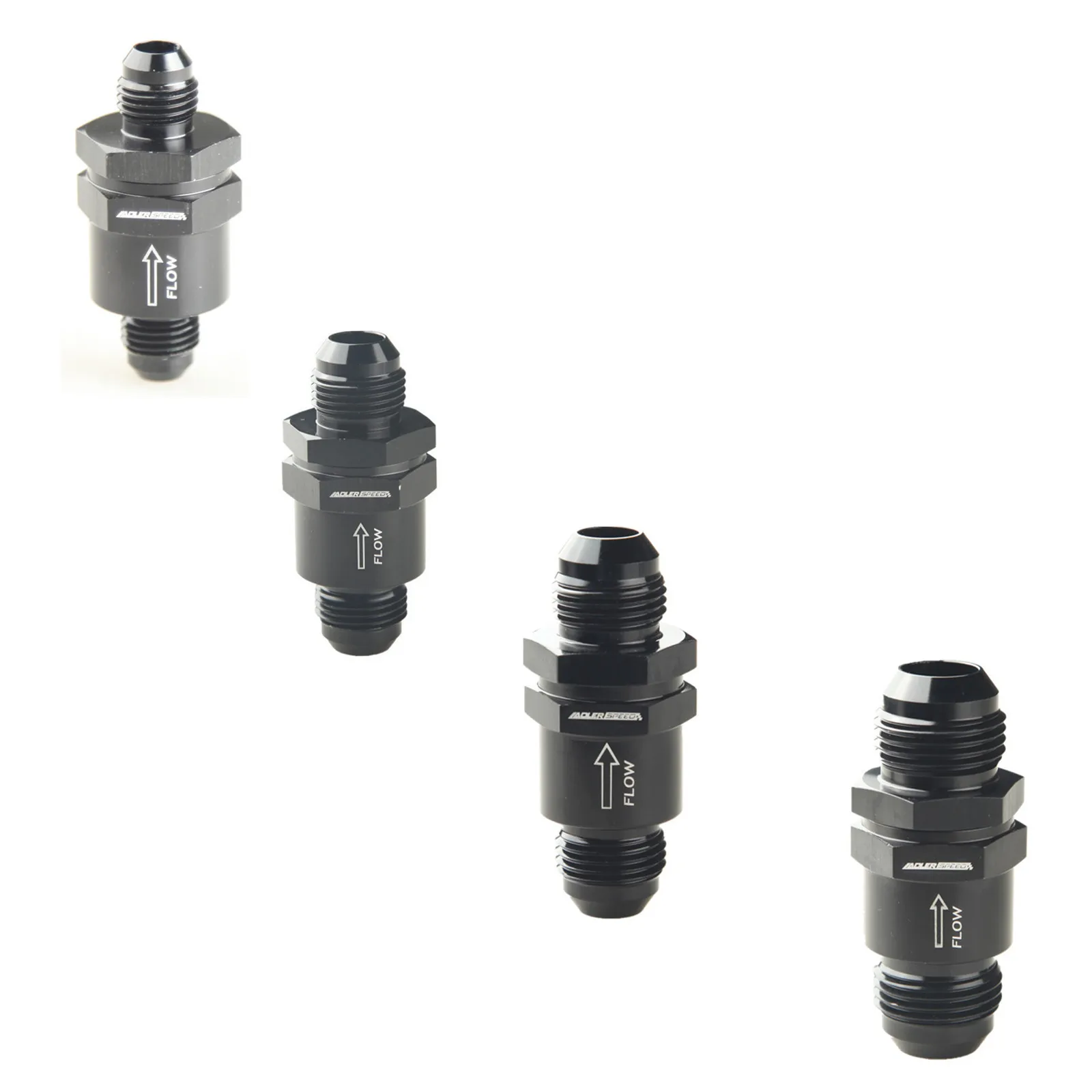 AN6 AN8 AN10 AN12  Aluminium Non Return One Way Check Valve Fuel EFI Fitting Adapter Black