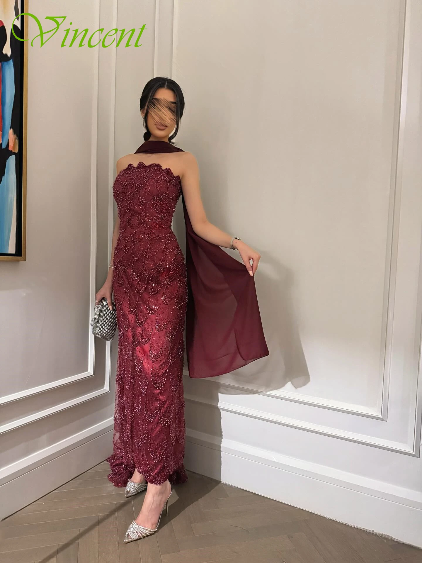 Abito da sera formale classico senza maniche dritto personalizzato senza spalline Abito da ballo di moda elegante e delicato su misura