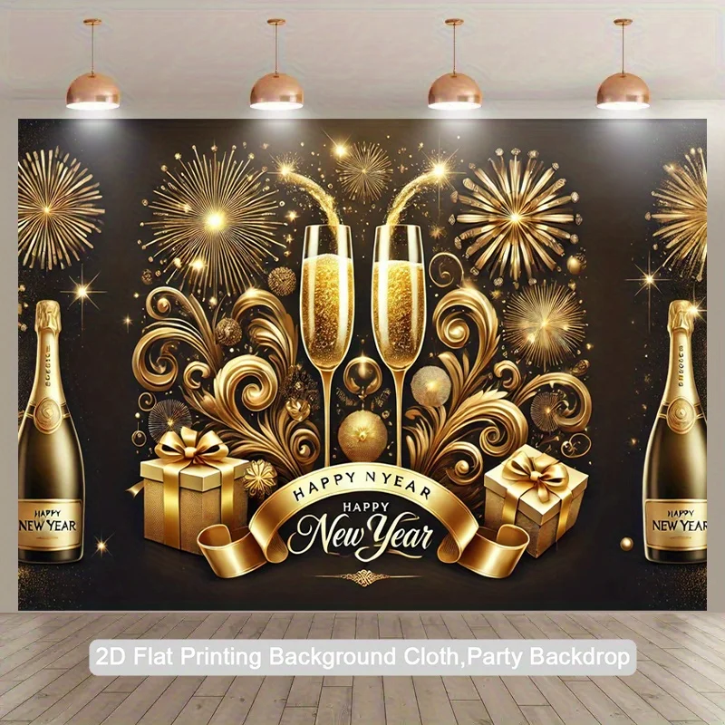 VIKAMA Golden New Year Party Tapestry Living Room Background Wall New Year's Eve Party Decoration Festival Props