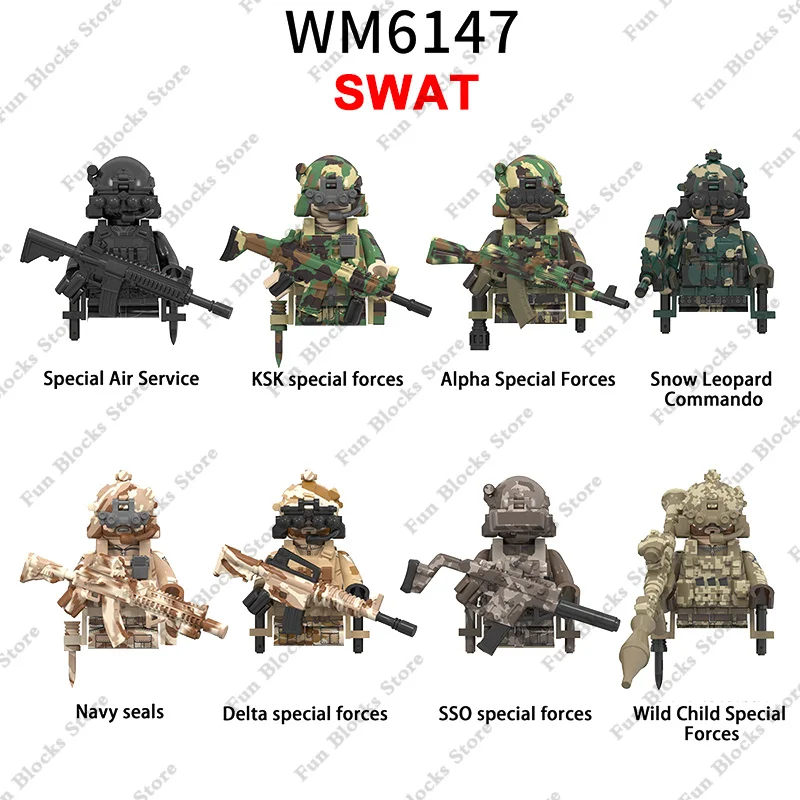 Hot Military Building Blocks Ghost Special Forces Soldiers Action Figures Bandits Accessories Gun Weapons Mini Dolls Bricks Toys