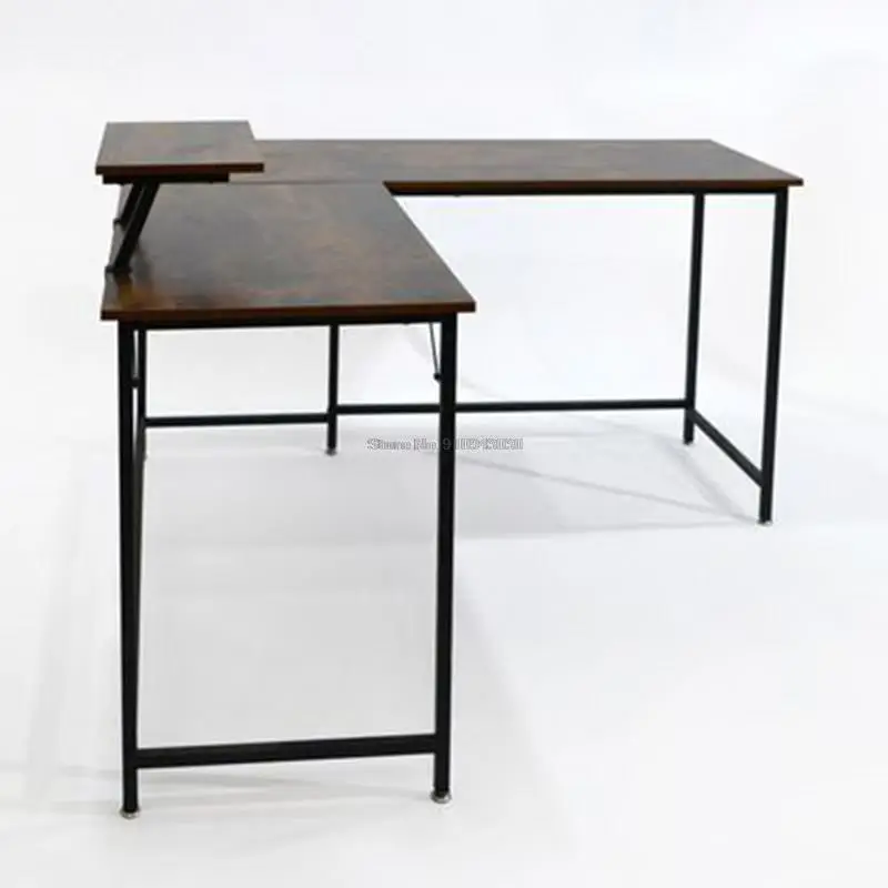 Simple and Modern Desktop Computer Desk With Monitor Stand L-shaped Writing Desk Home Office Furniture