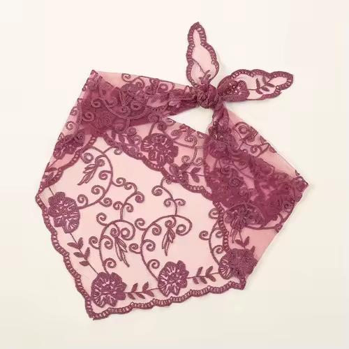 Elegant Lace Scarf Hollow Out Embroidery Foulard Bandana Solid Color Triangular Scarf Thin Vintage HandkerChiefs for Hair Woman - Image 7