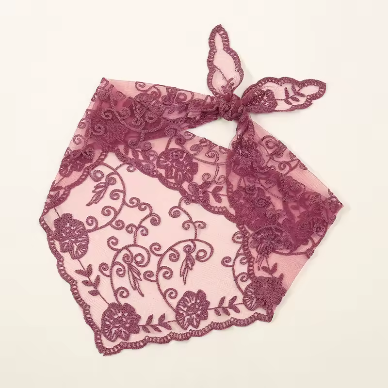 Elegant Lace Scarf Hollow Out Embroidery Foulard Bandana Solid Color Triangular Scarf Thin Vintage HandkerChiefs for Hair Woman - Image 7