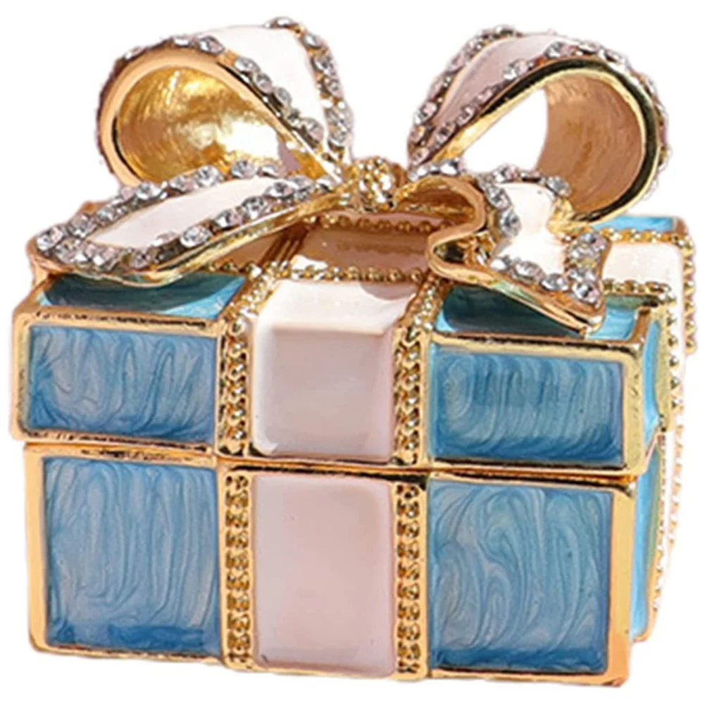 Bow Jewelry Organizer Box Unique Gifts for Home Decor Jewelry Decoration Box Souvenir Gift Box(Blue)