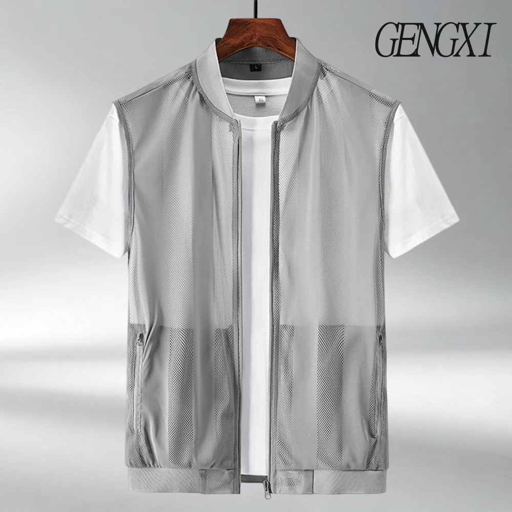 

26Summer Mesh Quick-Drying Vests Male Breathable Multi-pocket Mountain Climbing Fishing Vest Work Sleeveless Jacket Men Clothing
