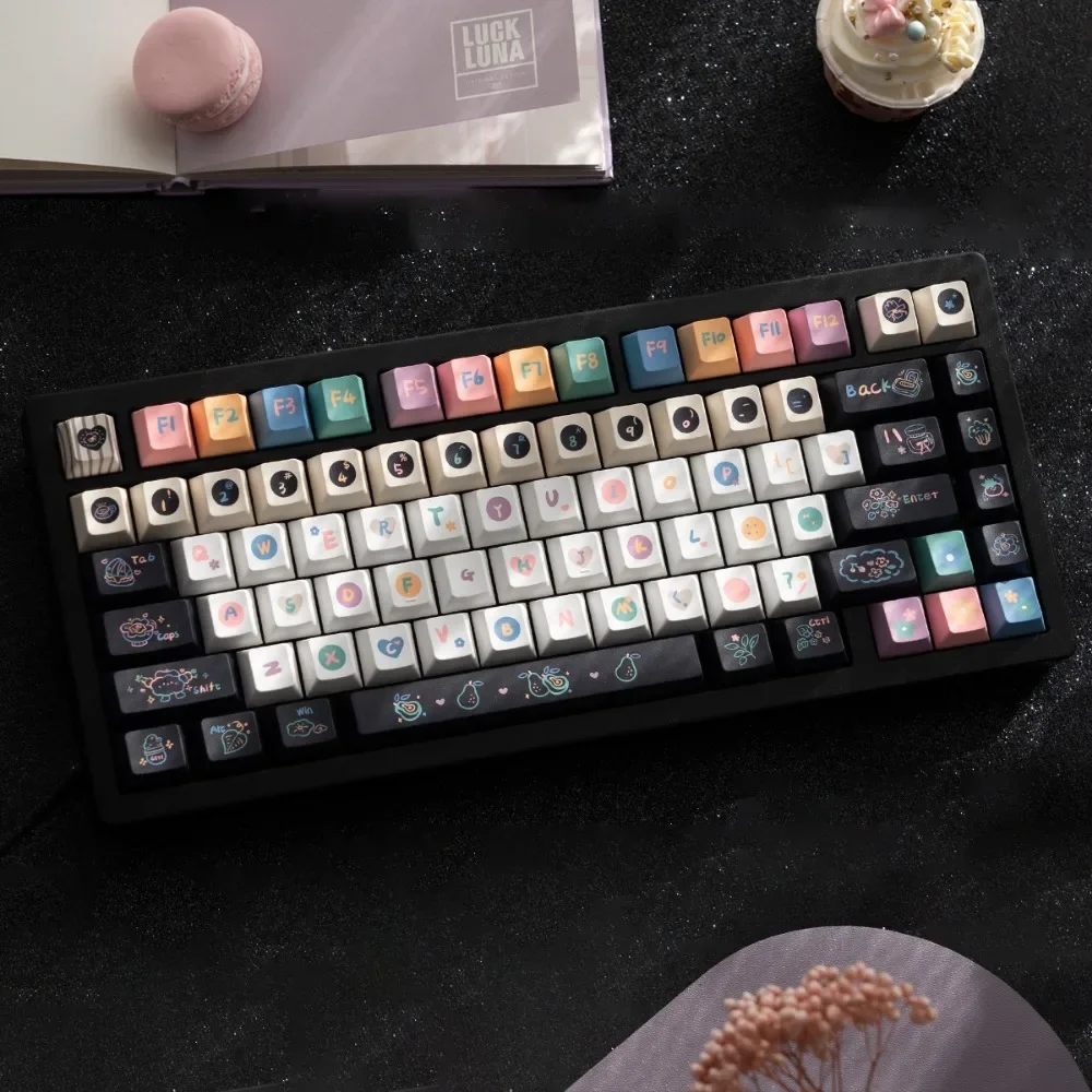 Sugar Cake Theme Keycap Full Set 152Key PBT Custom Cute Girl Keyboard Cap Cherry Profile Gaming KeyCap for Mechanical Keyboard