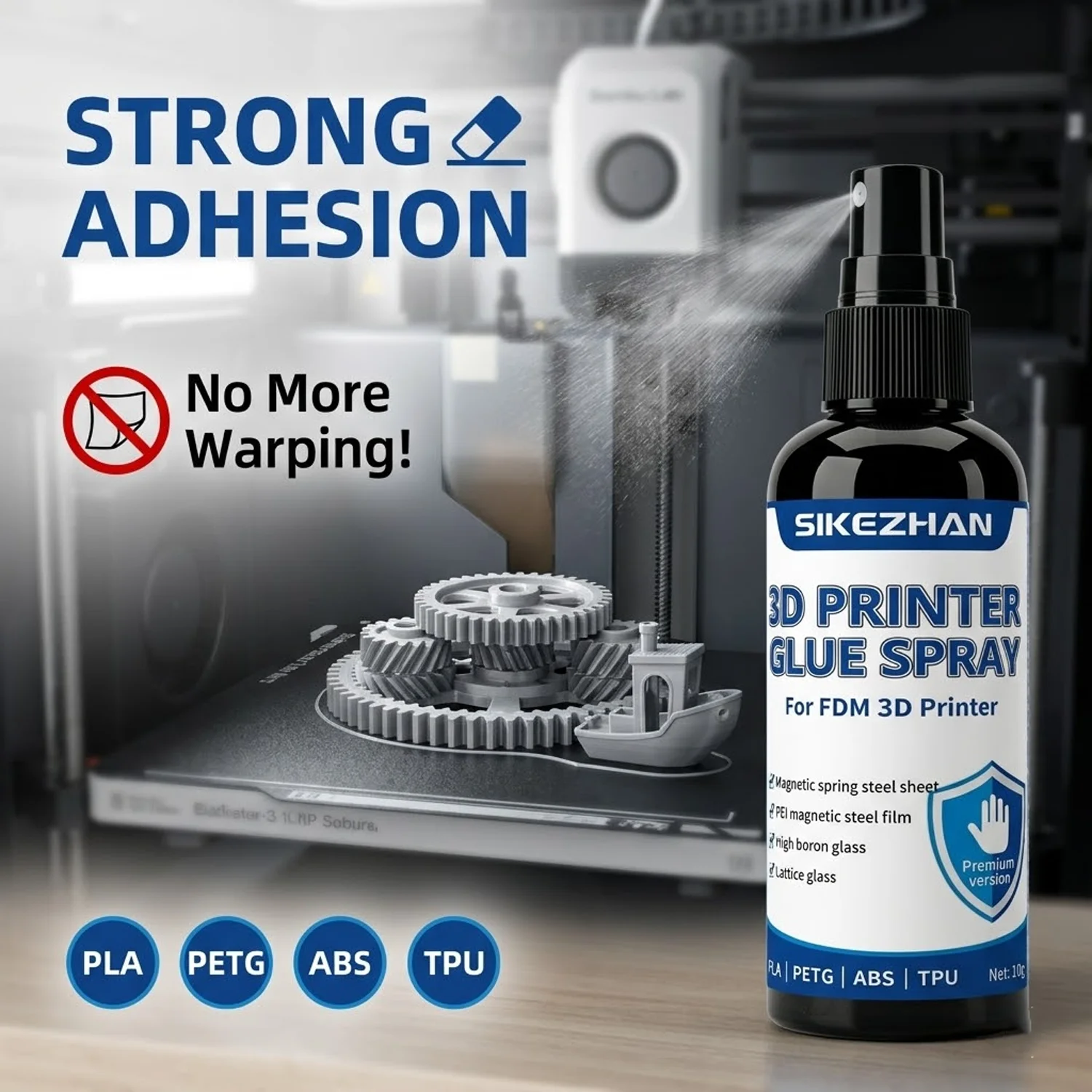 

Клей-спрей для 3D-принтеров, предотвращающий деформацию, для стеклянных, PEI и пружинных стальных пластин, для печати PLA, ABS, PETG, TPU, 100 г