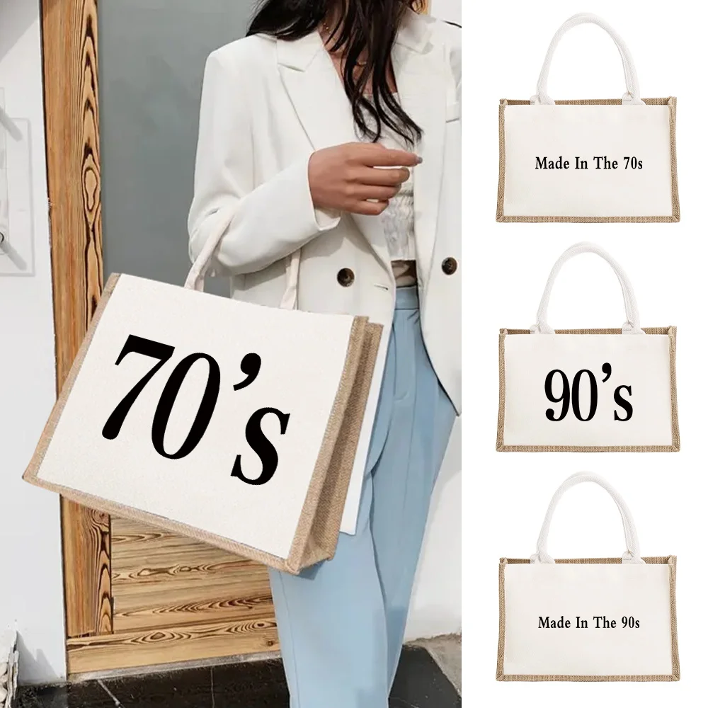 

Large Capacity Storage Shopping Bag Environmentally Friendly Linen Single Shoulder Shopping Bags Item Storage Bag Years Printing