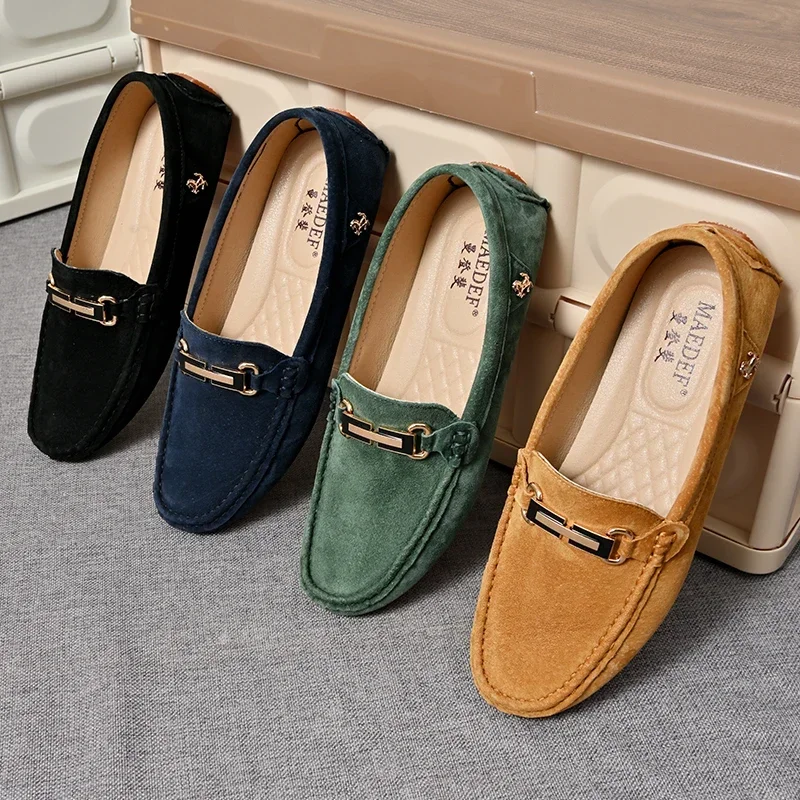 YRZL Size 48 Loafers Men Luxury Brand Moccasins Shoes Men Suede Leather Loafers Shoes Slip on Non-slip Driving Loafers for Men