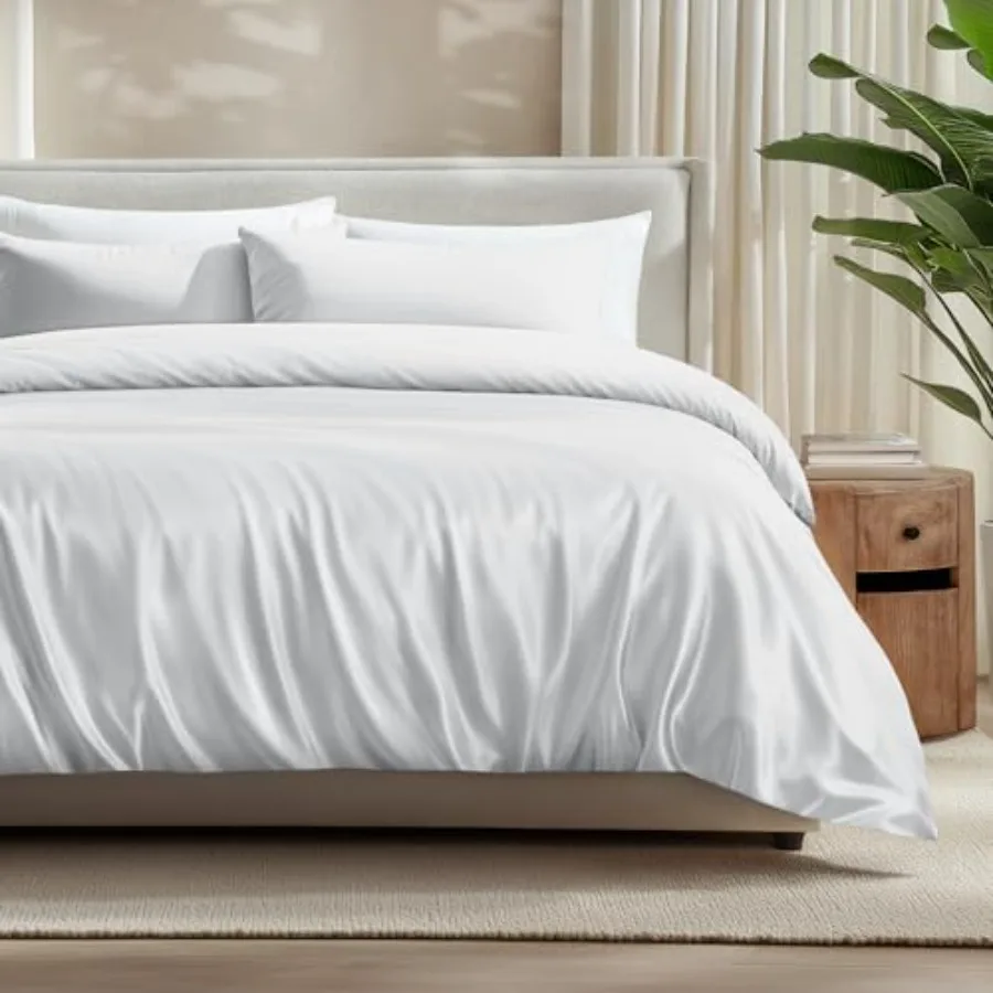 

100% Rayon Made from Bamboo Luxury Duvet Cover Set - Cooling - Breathable - Easy Fit - Soft Duvet Cover Set