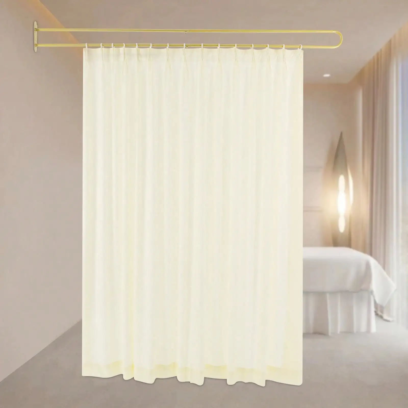CNCEST Privacy Partition Curtains, 78.7in*8.7in U-Shape Room Divider, Beauty Salon Room Divider Curtains For Fitting Room Beauty Salon Bedroom (Beige)