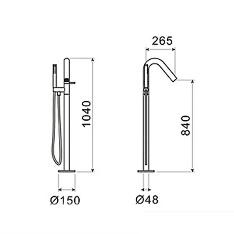 Imagem -05 - Latão Standing Banheira Torneira Piso Montado Banheira Filler Tap Round Estilo Shower Set