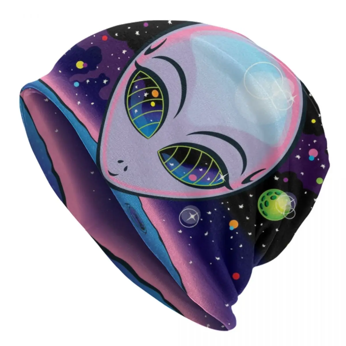 Schattige Kosmische Alien Beanie Cap Unisex Winter Warme Muts Breien Hoeden Hiphop Outdoor Ufo Fi Space Skullies Mutsen Hoeden Voor