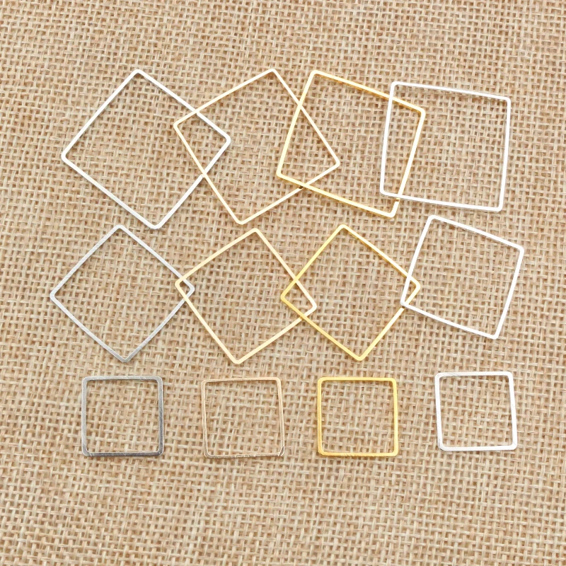 15 20 25 mm Brass Closed Square Ring Earring Wires Hoops Pendant Connectors Rings For DIY Jewelry Making Supplies Accessories