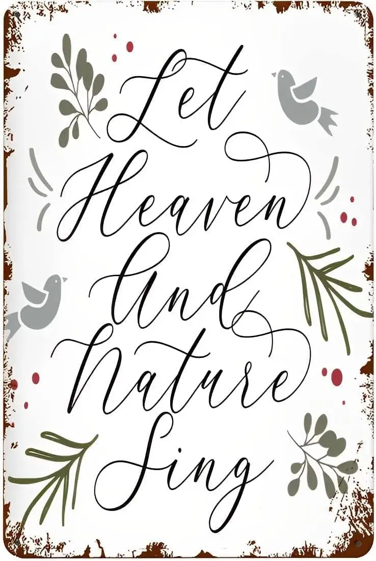 Tin Sign Let Heaven and Nature Sing Joy to The World Christmas Song Christmas Sign for Home Living Room Bedroom Decor Gift bar C