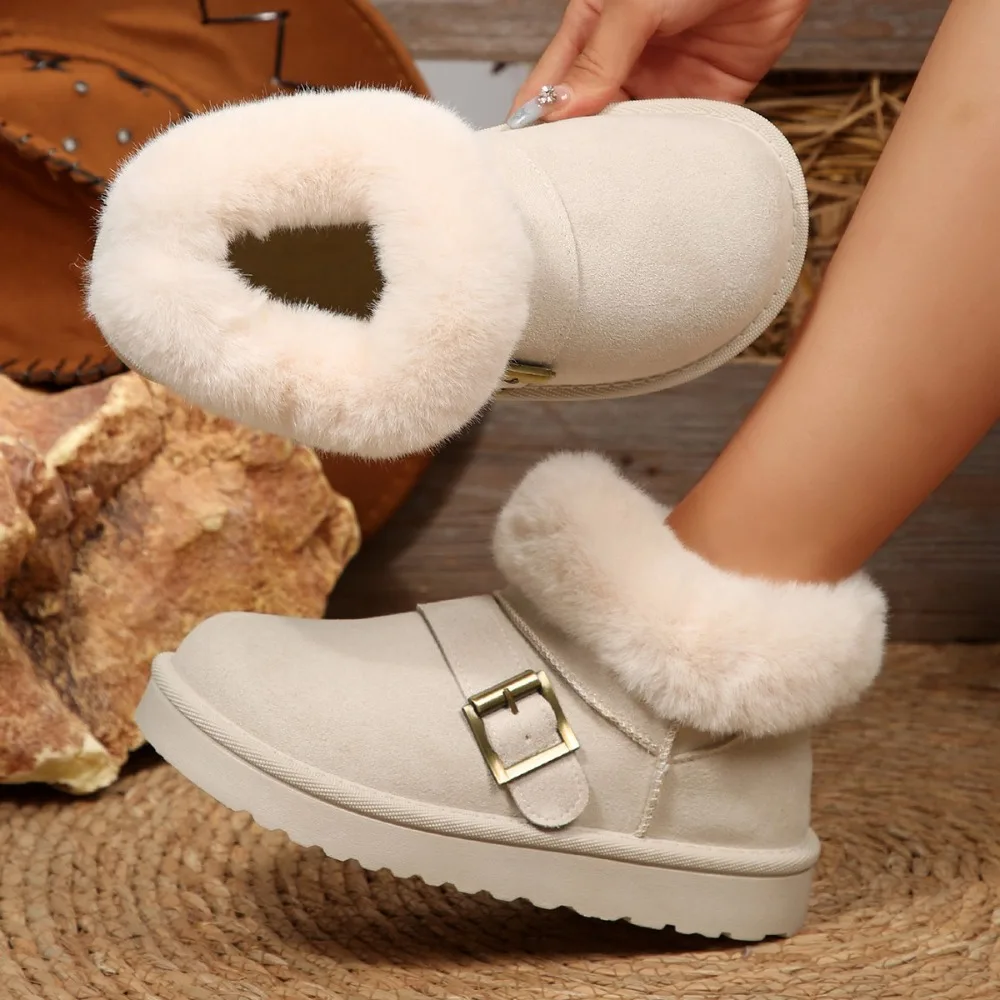 

Осень/зима 2022, новые стильные зимние ботинки на толстой подошве для женщин - теплая однотонная замшевая повседневная уличная хлопковая обувь с коротким вырезом