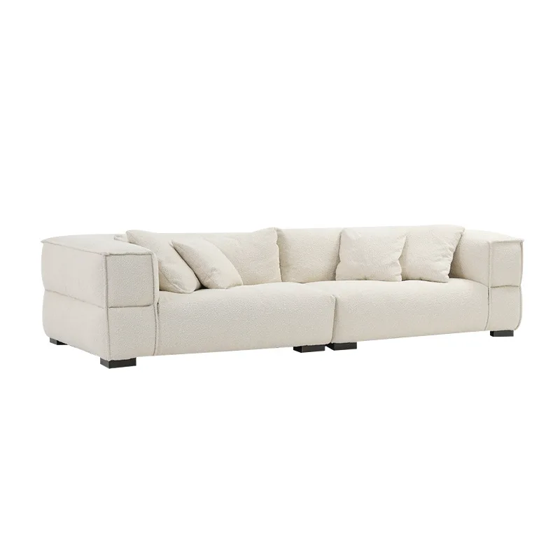 

Tofu block small apartment sofa living room combination French three-person sofa, fabric sofa