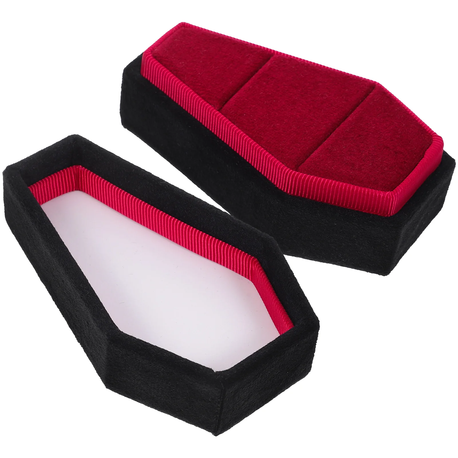 

Goth Wedding Ring Box Jewelry Coffin Decor Case Halloween Organizer Flannel Tabletop Ornaments