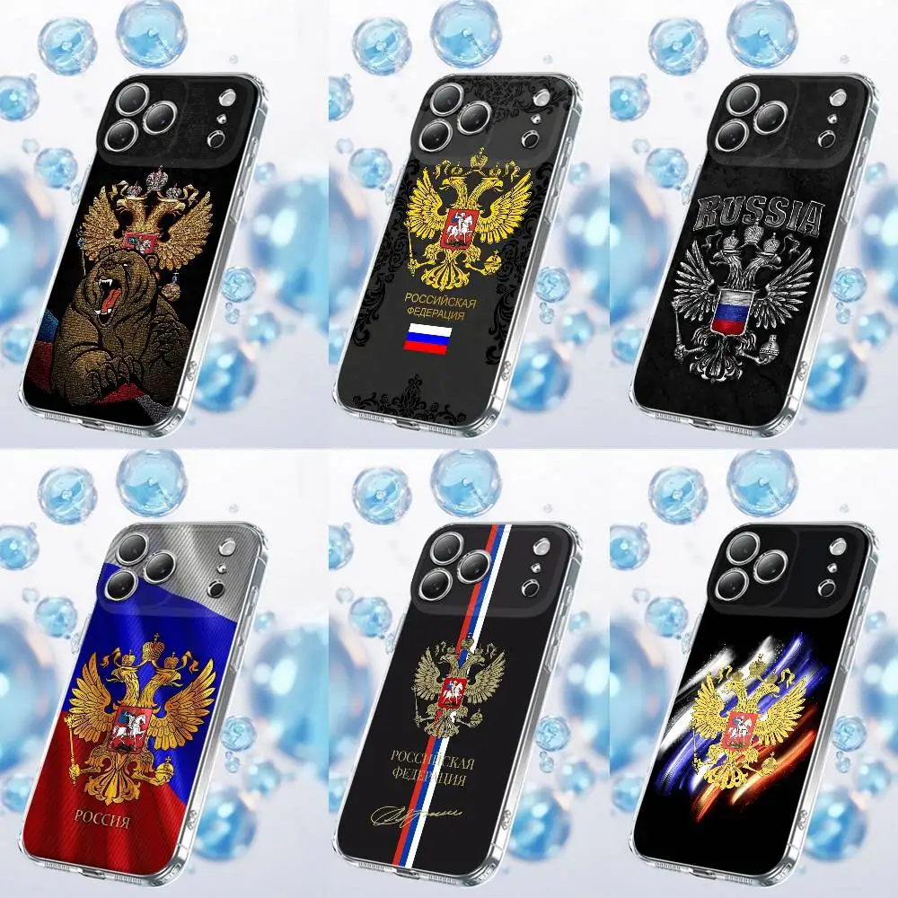 

Russia Russian Flag Emblem National Phone Case For iPhone 17,16,15,14,13,12,11,Plus,Pro,Max,Plus,E,Air,Mini Transparent Cover