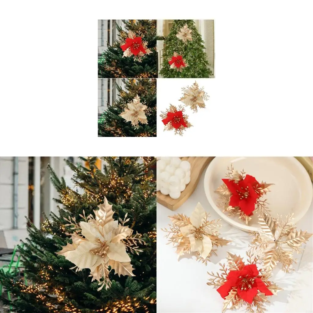 F19B Christmas Tree Decoration Poinsettia Flower Artificial Christmas Flower