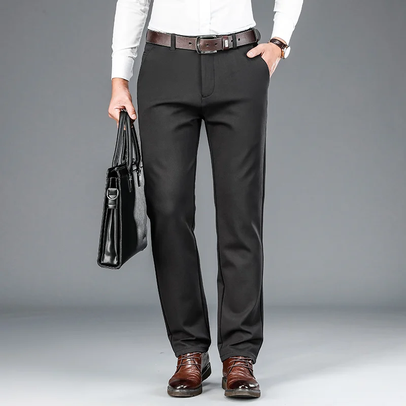 Men's casual suit pants spring and autumn 2024 straight leg elastic non ironing middle-aged and elderly business pants