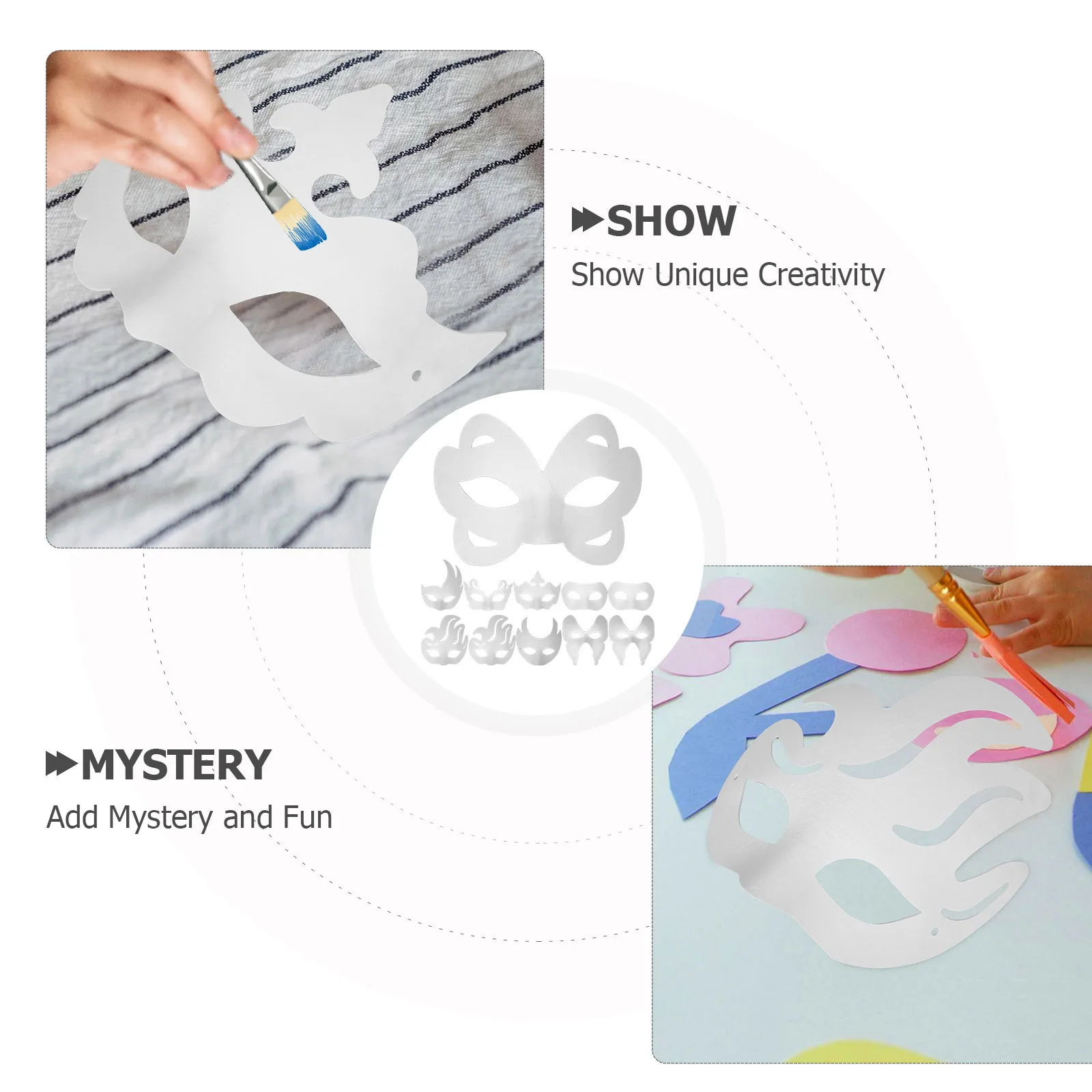 16 pçs diy máscaras de máscaras em branco máscaras de papel incolor para o dia das bruxas aniversário carnaval cosplay festa máscara de máscaras branca