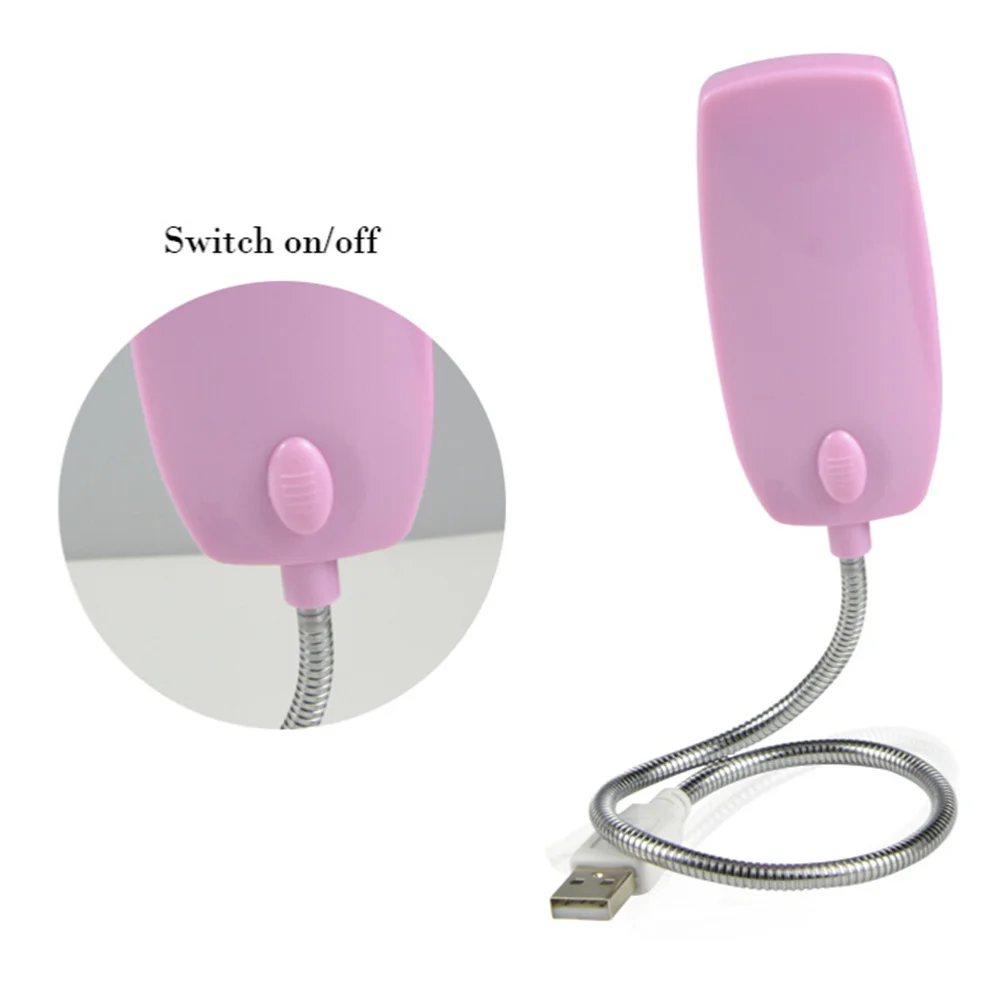 

Usb Computer Light Led Lamp Flexible Gooseneck Bright For Laptop Desktop Reading Charging Pink