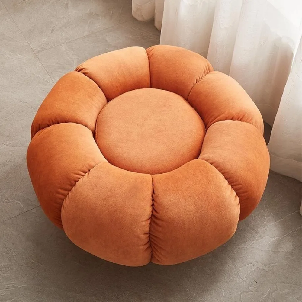 Pumpkin sofa stool footstool sofa stool lambswool simple modern living room luxury bedroom single small round stool image 4