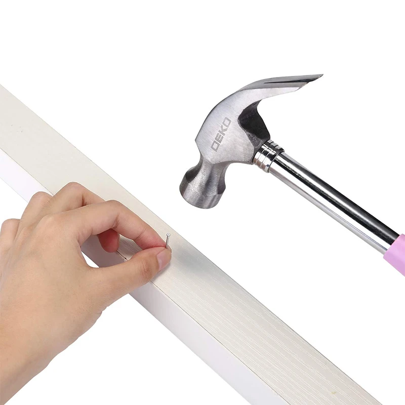 مجموعة أدوات DEKO DKMT98-GP باللون الوردي مكونة من 98 قطعة أداة يدوية منزلية عامة ومجموعة النجارة مع حقيبة تخزين صندوق الأدوات البلاستيكية